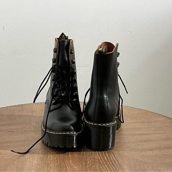 Dr Martens Leona Nubuck Leather Platform Combat Boots Woman Black NEW - Picture 9 of 9